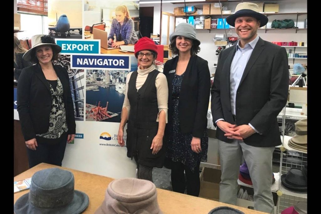 Michelle Mungall, MLA for Nelson-Creston, Liz Cohoe, owner of Lillie and Cohoe, Andrea Wilkey, Executive Director, Community Futures Central Kootenay, and Michael Hoher, Export Navigator advisor.